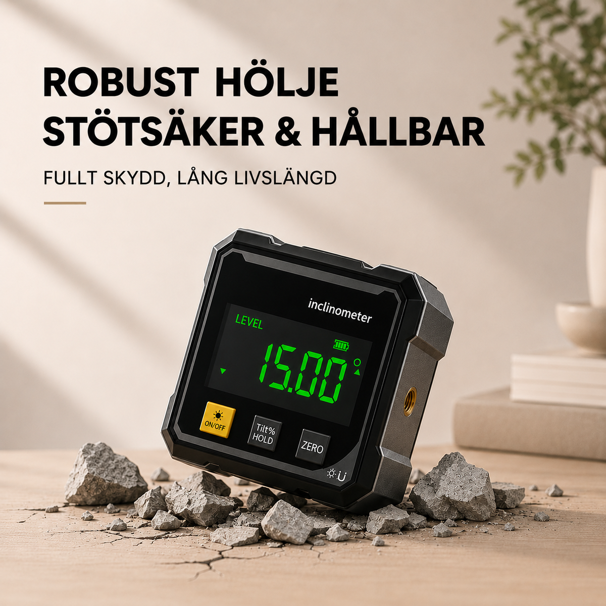 Snörrak™ – Digitalt vattenpass med laser Få det rakt, första gången.