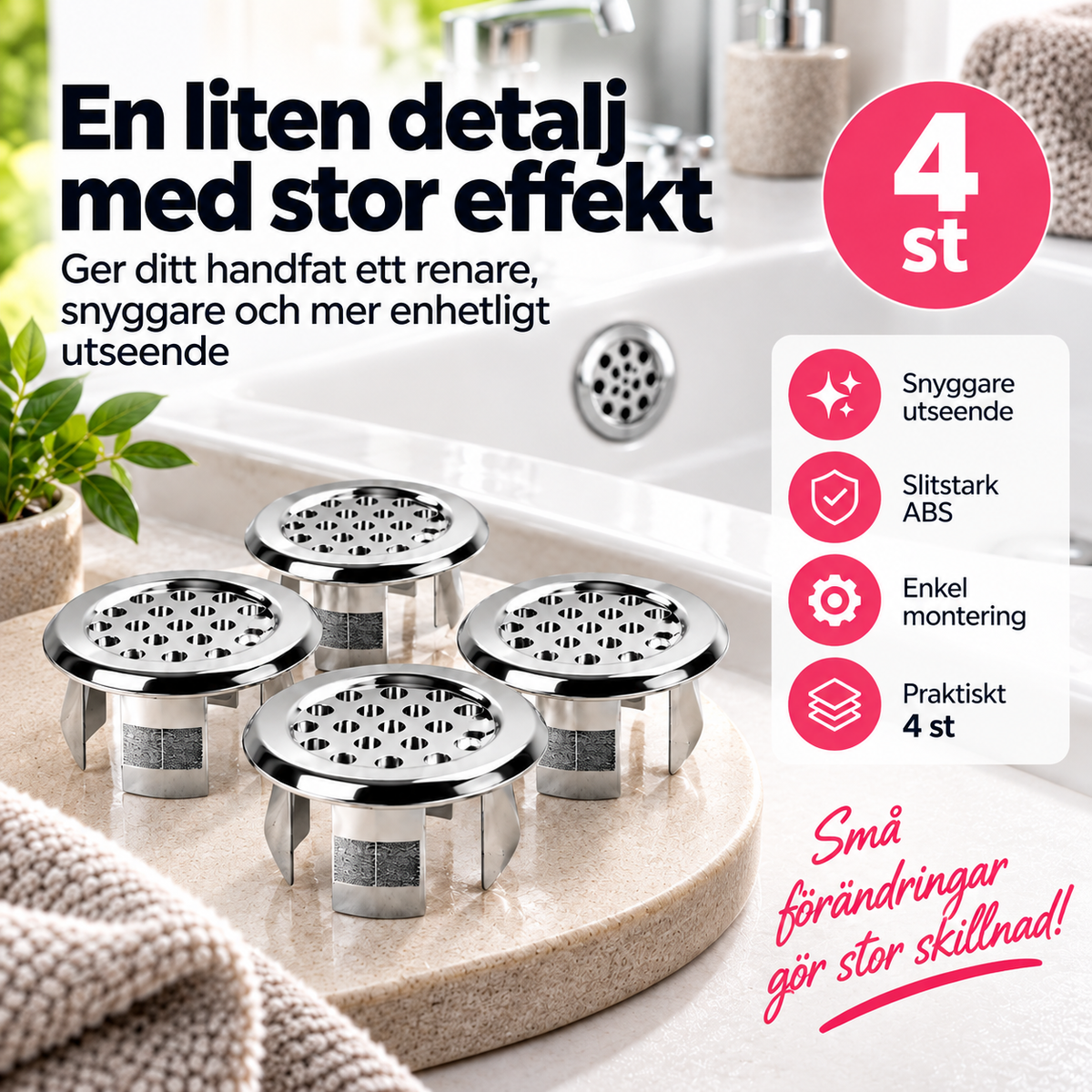 Överfyllnadsringar för Handfat – 4 st