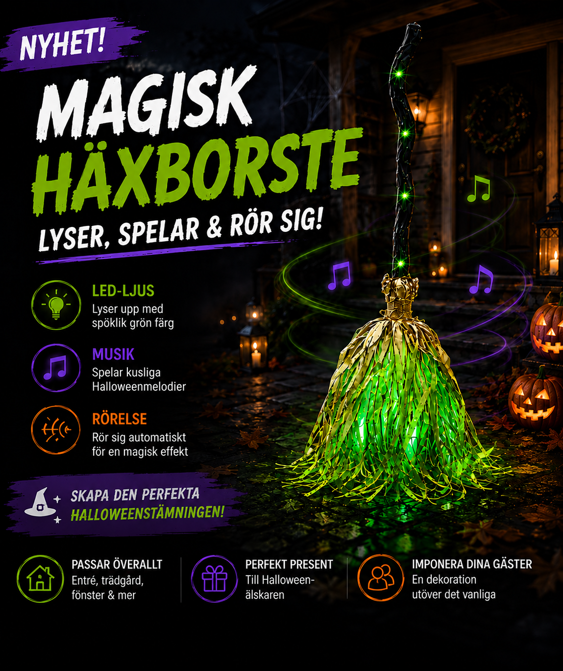 GlödKvast™ – den magiska häxborsten som lyser upp entrén