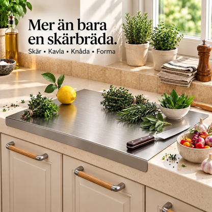 Renstål™ – Versatile cutting & work board in stainless steel for cooking & baking (+Gratis gåva)