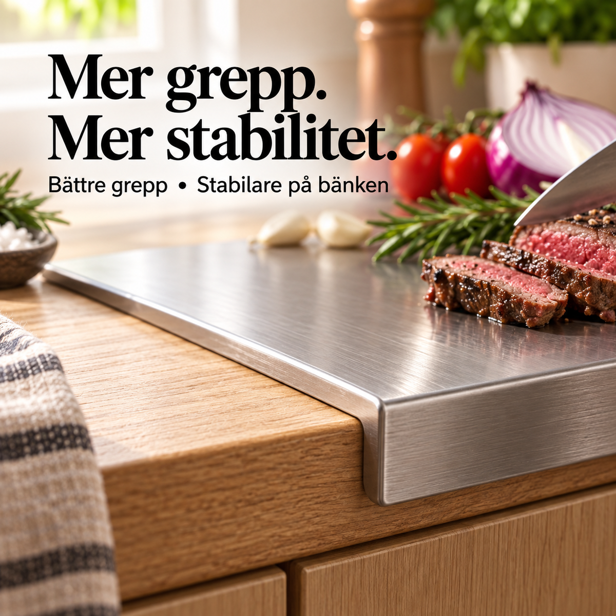 Renstål™ – Versatile cutting & work board in stainless steel for cooking & baking (+Gratis gåva)