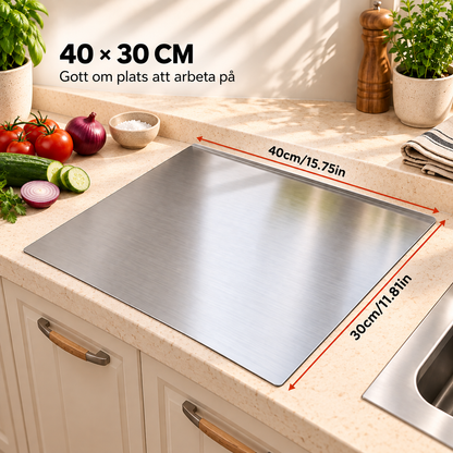 Renstål™ – Versatile cutting & work board in stainless steel for cooking & baking (+Gratis gåva)