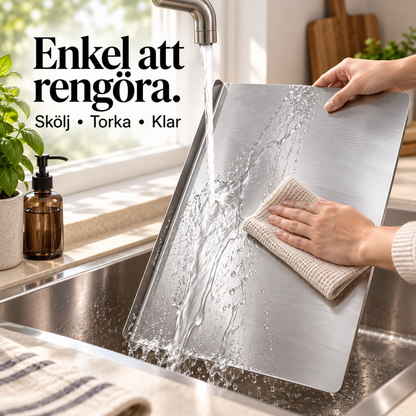 Renstål™ – Versatile cutting & work board in stainless steel for cooking & baking (+Gratis gåva)