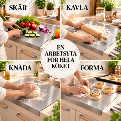 Renstål™ – Versatile cutting & work board in stainless steel for cooking & baking (+Gratis gåva)