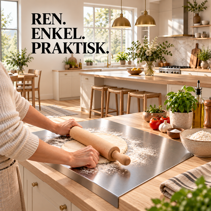 Renstål™ – Versatile cutting & work board in stainless steel for cooking & baking (+Gratis gåva)