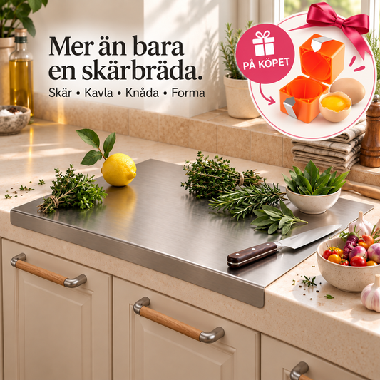 Renstål™ – Versatile cutting & work board in stainless steel for cooking & baking (+Gratis gåva)