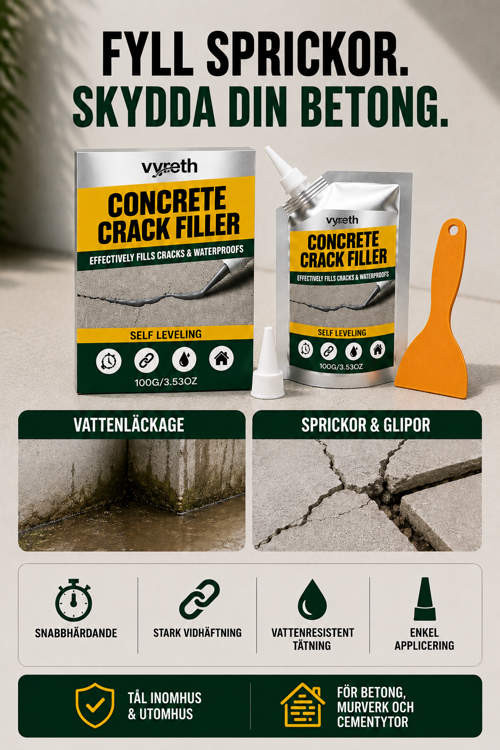 SprickFix™ - Sprickfyllare – täta betongsprickor innan de blir större