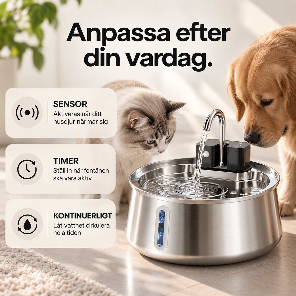 Källro™ – Smart vattenfontän med rinnande vatten (+Gratis gåva)