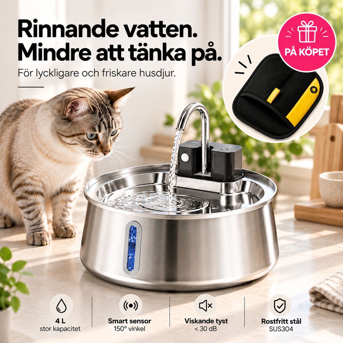 Källro™ – Smart vattenfontän med rinnande vatten (+Gratis gåva)