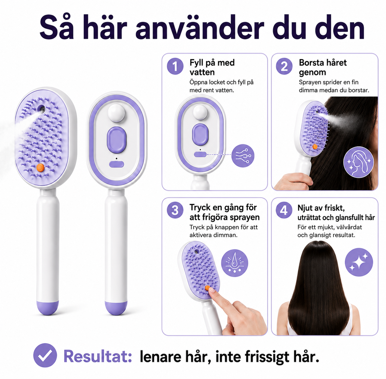 Silkesborste™ - Elektrisk hårborste med fin spraydimma (Olja ingår ej) 🌿