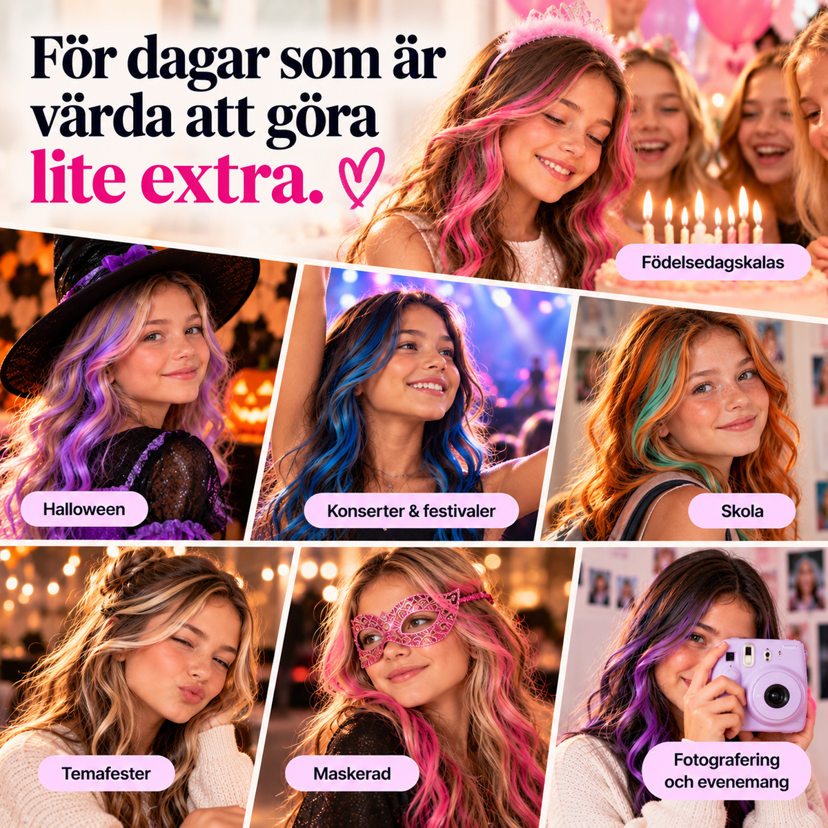 FärgPop™ – 12 Hårkritor för en Snabb Festlook
