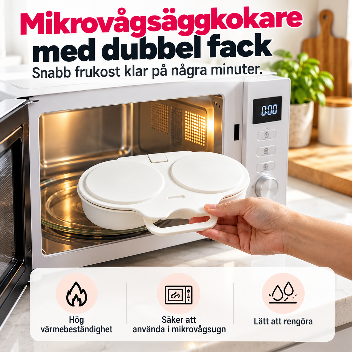 ÄggSnabb™ – Äggkokare för mikrovågsugn – Slipp stekpannan
