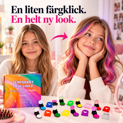 FärgPop™ – 12 Hårkritor för en Snabb Festlook