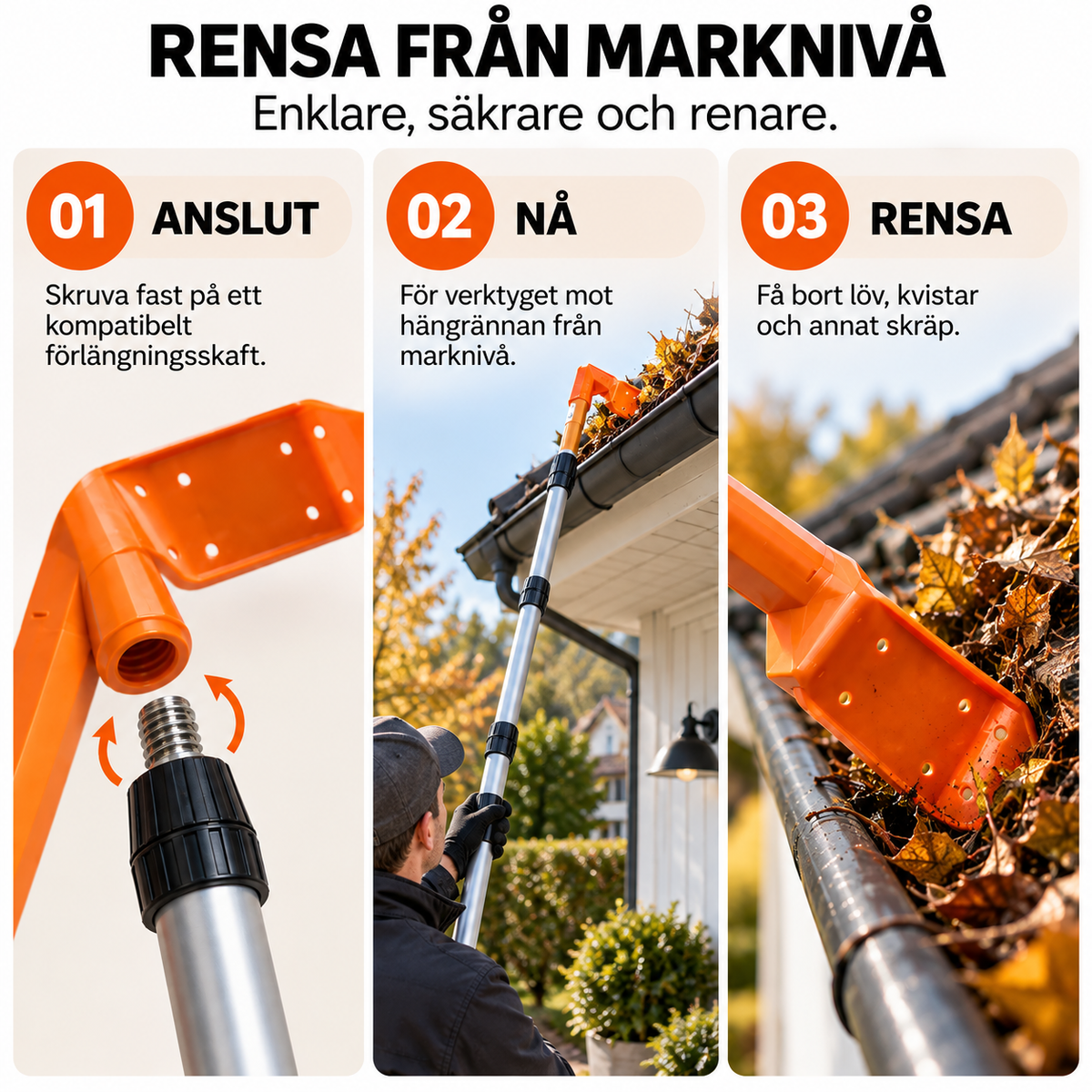 RännRens™ – Hängrännerensare – Säg hejdå till höstlöven