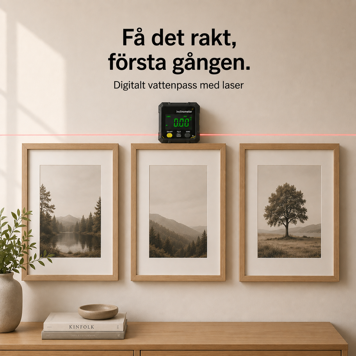 Snörrak™ – Digitalt vattenpass med laser Få det rakt, första gången.