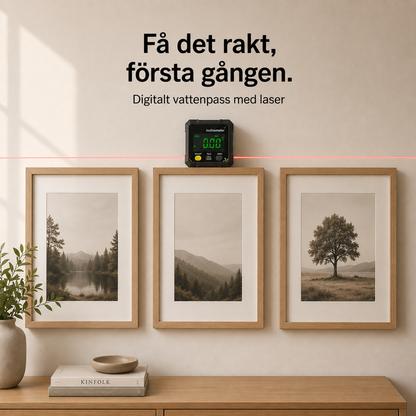 Snörrak™ – Digitalt vattenpass med laser Få det rakt, första gången.