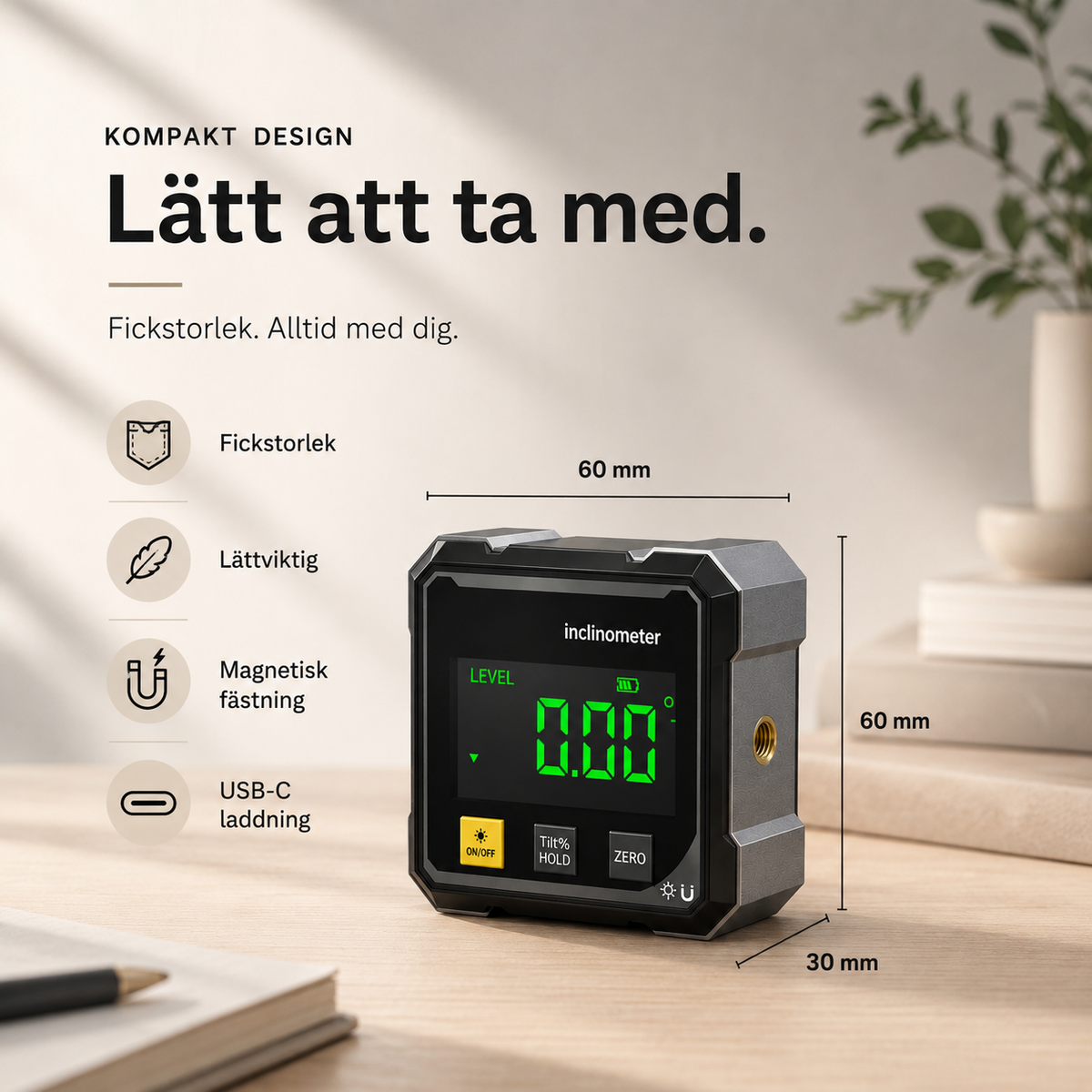 Snörrak™ – Digitalt vattenpass med laser Få det rakt, första gången.