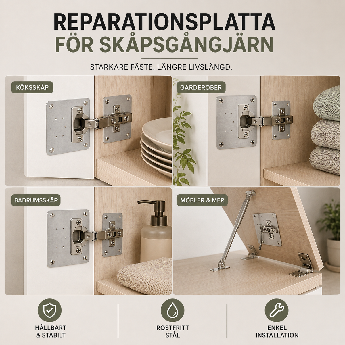 Gångjärnsdoktorn™ – laga lösa skåpsgångjärn på minuter – 5 st / 10 st