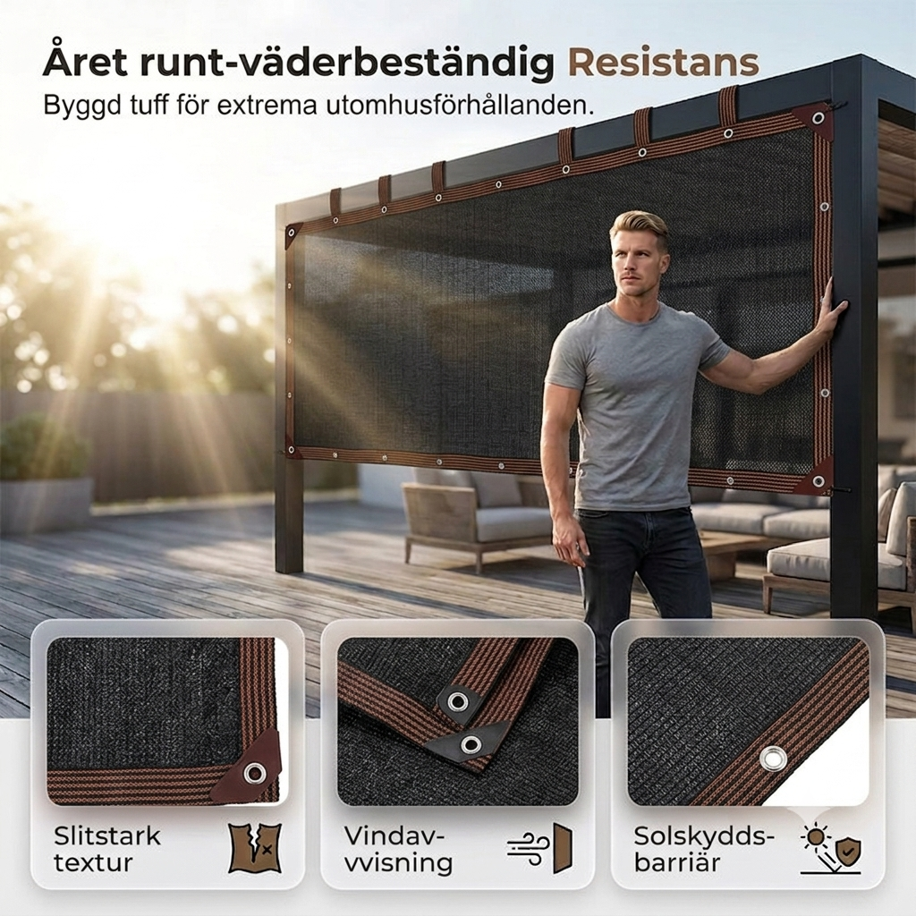NordShade™ | Ventilerande Skuggduk för Trädgård, Altan & Balkong – Komfort Året Runt