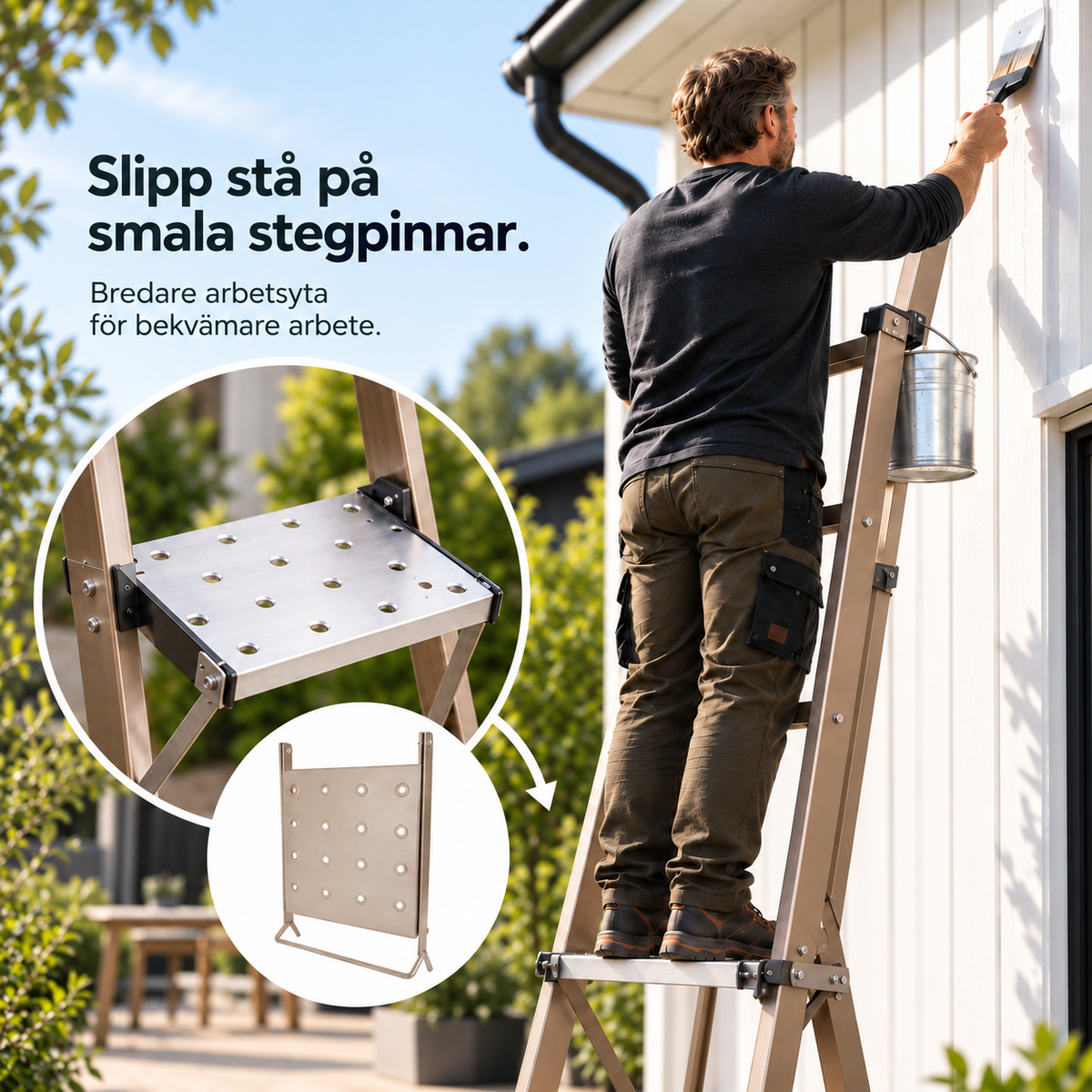 StepSafe™ – Bredare arbetsyta för stegen
