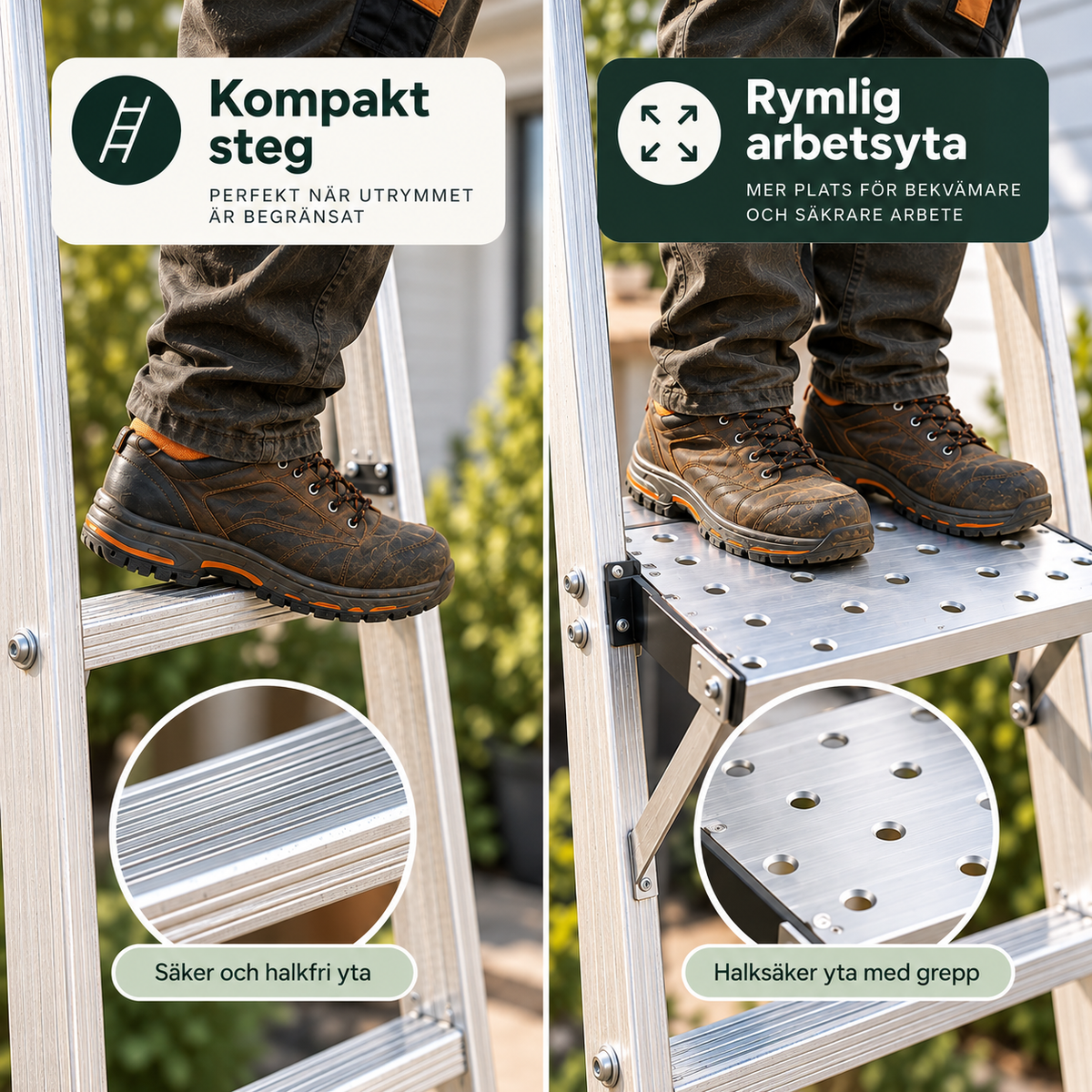 StepSafe™ – Bredare arbetsyta för stegen