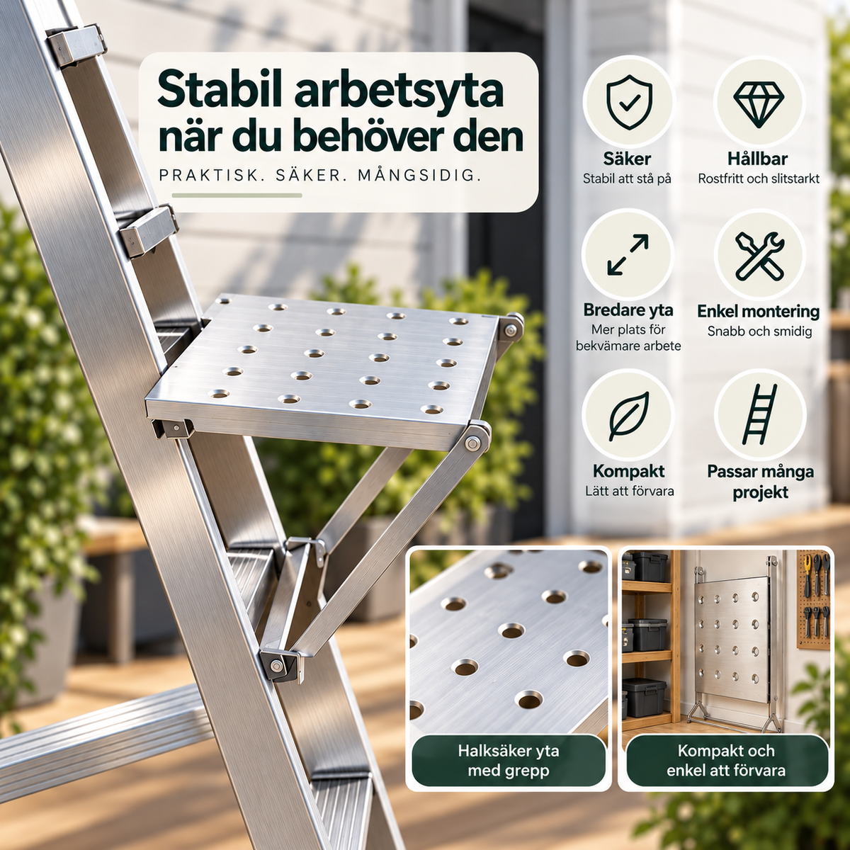 StepSafe™ – Bredare arbetsyta för stegen