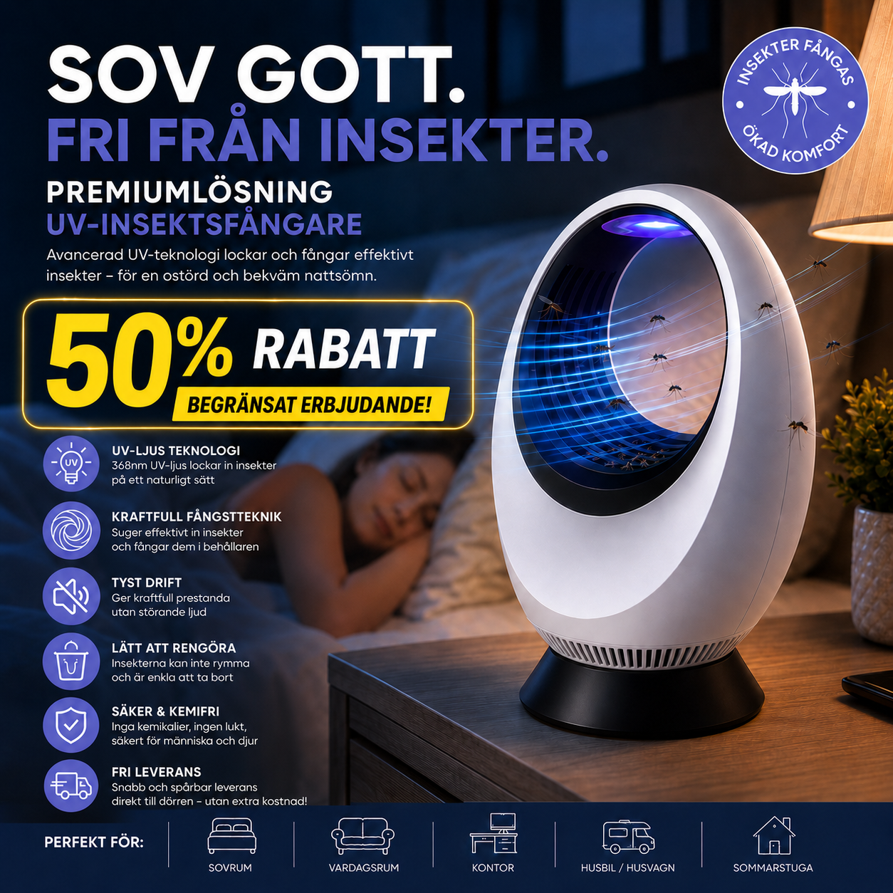 SurrFri™ Premium UVA-Insektsfångare – Sov Bättre, Lev Bättre