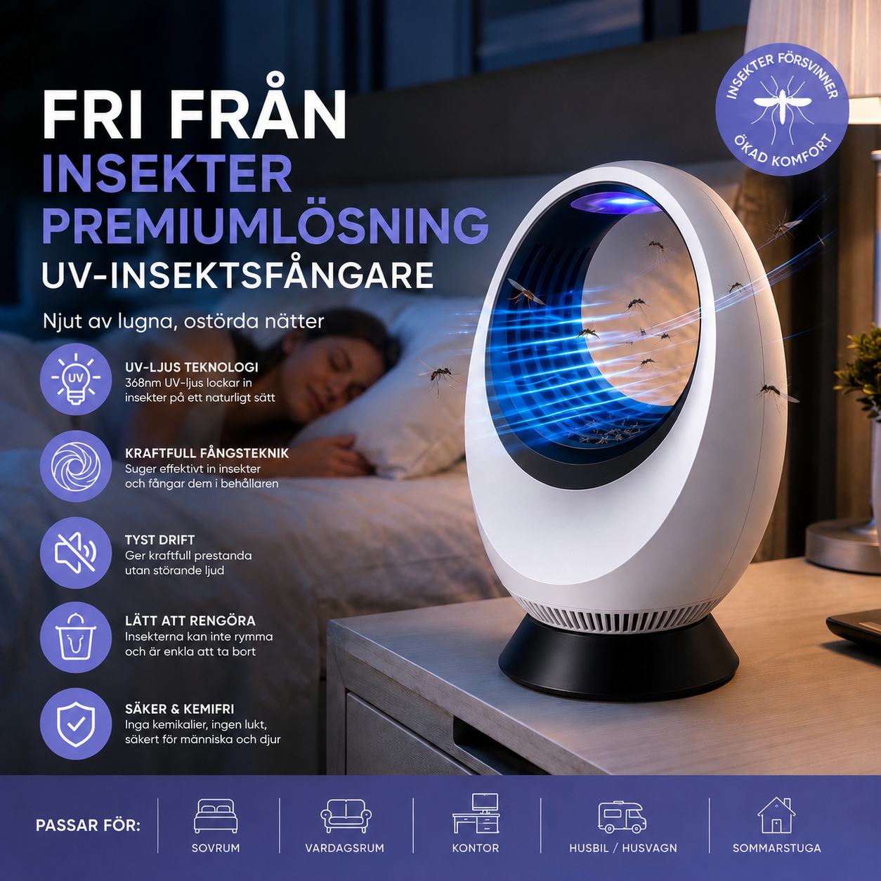 SurrFri™ Premium UVA-Insektsfångare – Sov Bättre, Lev Bättre