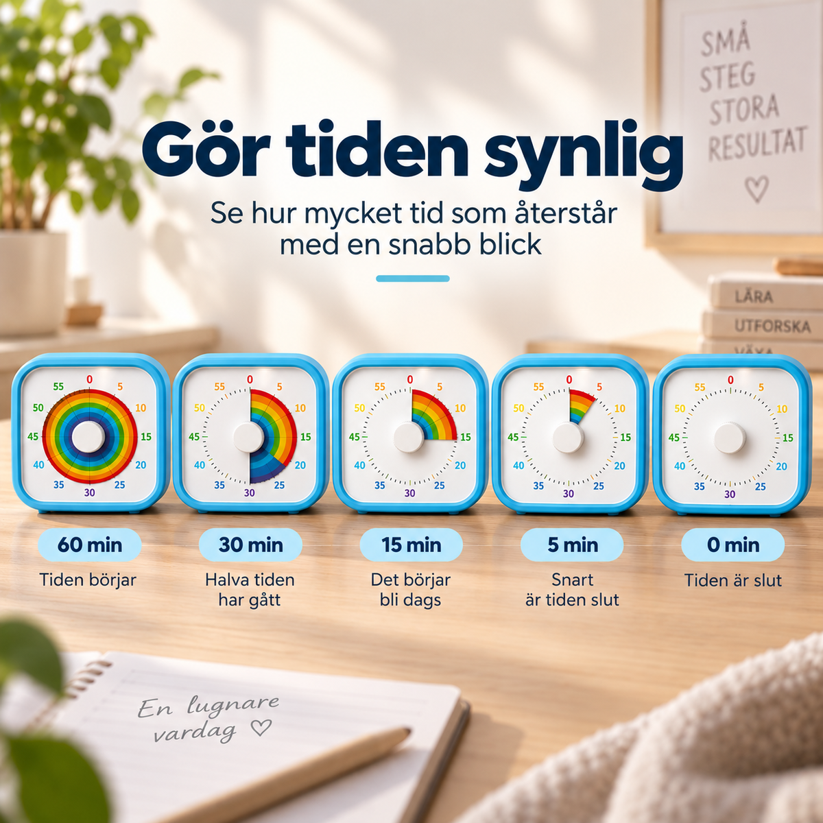 Regnbågsro™ – Se tiden gå, känn lugnet komma | Visuell timer