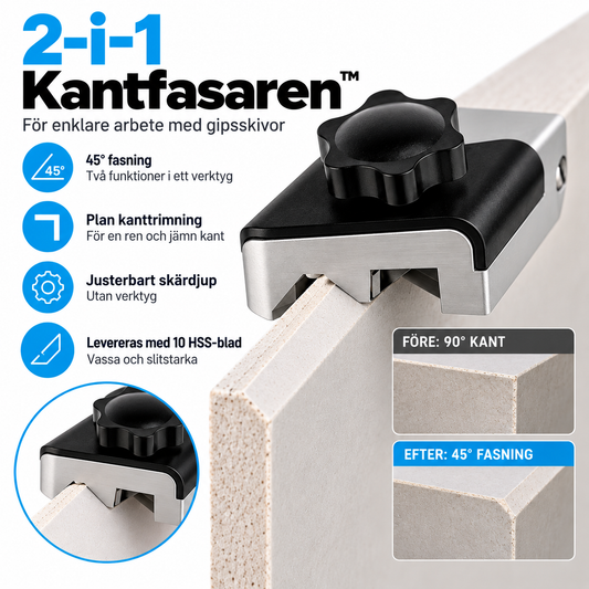 Kantfasaren™ – Rena gipsskivekanter med 45° fasning & kanttrimning(+10 BLAD)