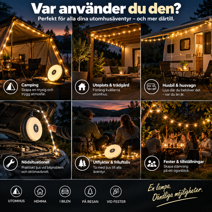 LjusRulle™ – 10 m utdragbar lampa som lyser upp mörka utomhusmiljöer
