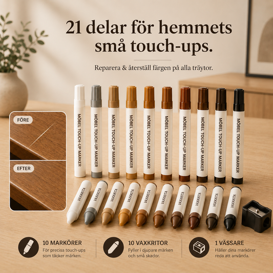 Fixera™ Möbelreparationskit - 21 delar för hemmets små touch-ups
