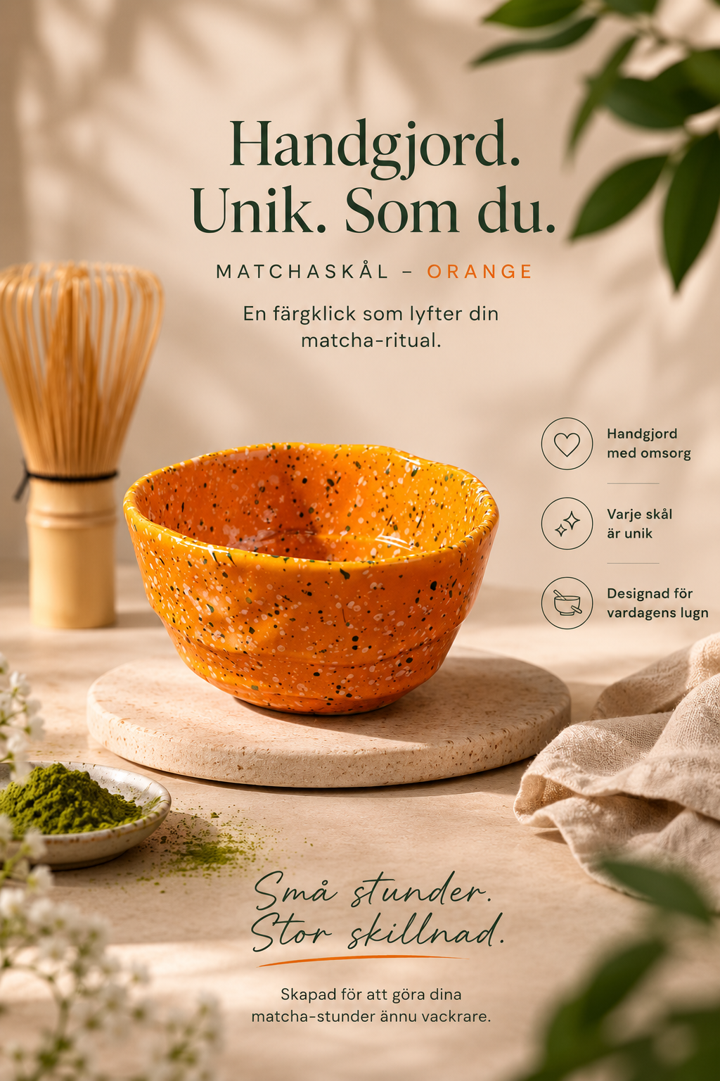 🔥 50% Rabatt Matchaskål 350 ml | Keramisk Matchaskål för Matcha