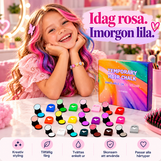 FärgPop™ – 12 Hårkritor för en Snabb Festlook