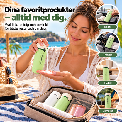 PackaSmart™ – 4-i-1 reseflaska mot flaskkaos i necessären