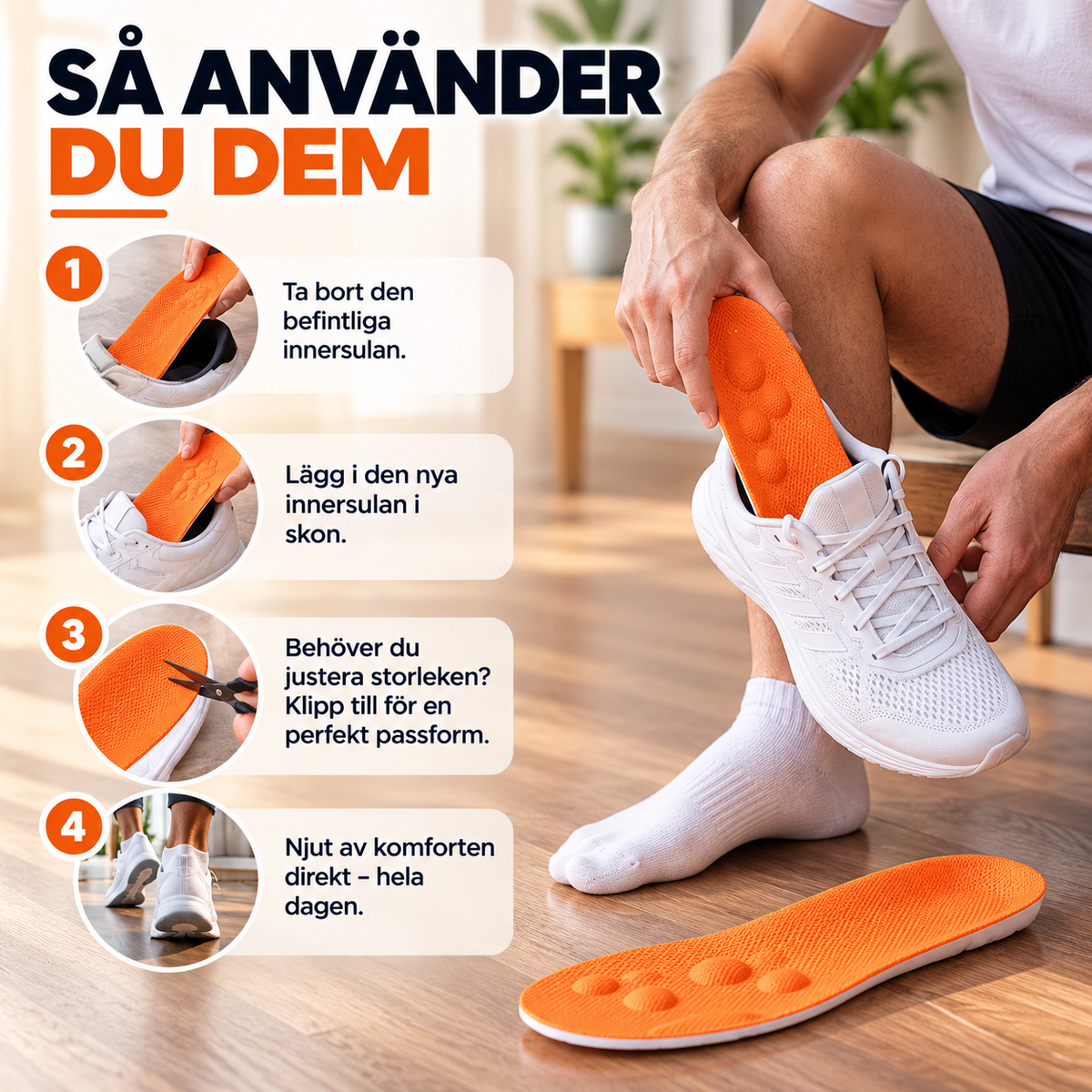 StegMjuk™ – Masserande inläggssulor med fotvalvsstöd & stötdämpning