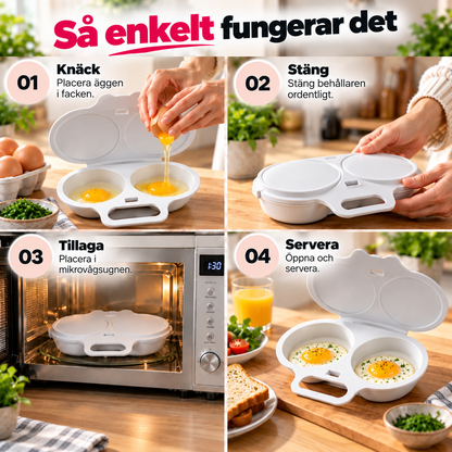 ÄggSnabb™ – Äggkokare för mikrovågsugn – Slipp stekpannan