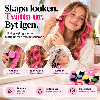 FärgPop™ – 12 Hårkritor för en Snabb Festlook