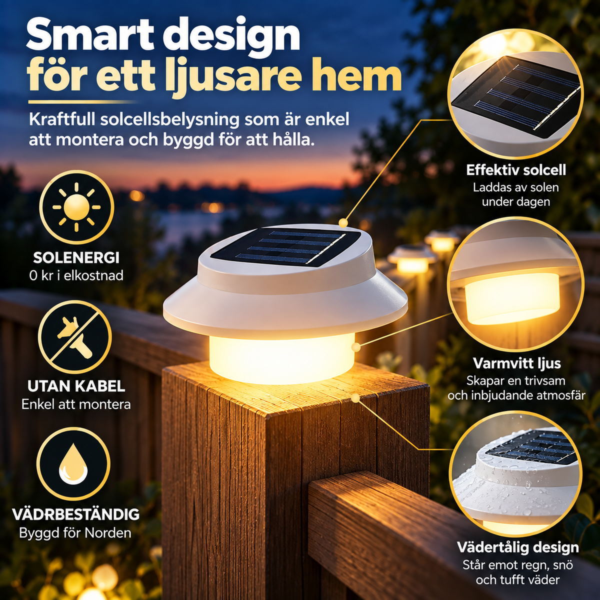 Skymningsvakten™ – Smart Solcellslampa med Automatisk Belysning