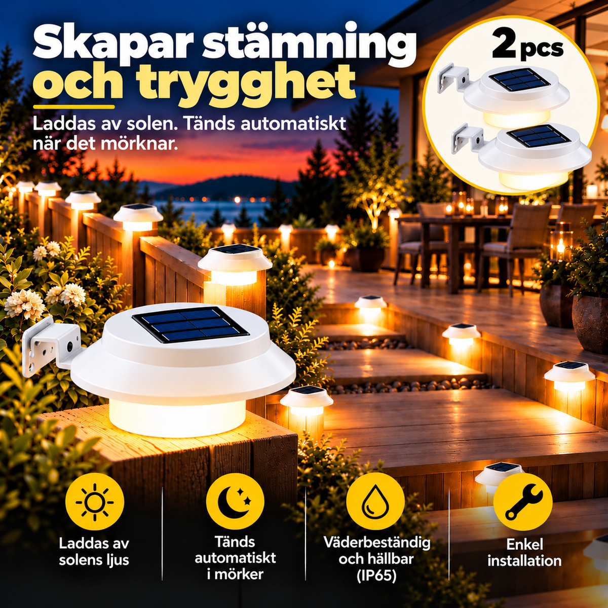 Skymningsvakten™ – Smart Solcellslampa med Automatisk Belysning