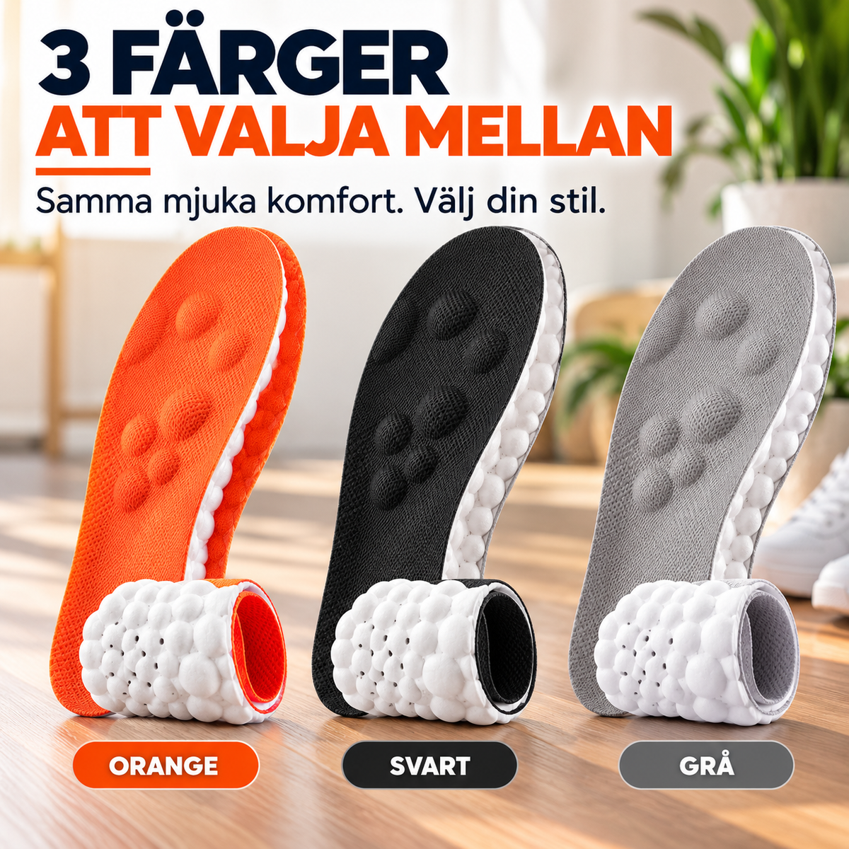 StegMjuk™ – Masserande inläggssulor med fotvalvsstöd & stötdämpning