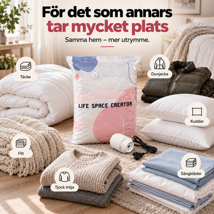 Krympsäcken™ - 3D vakuumförvaring som frigör plats året runt (med elektriska pumpen)
