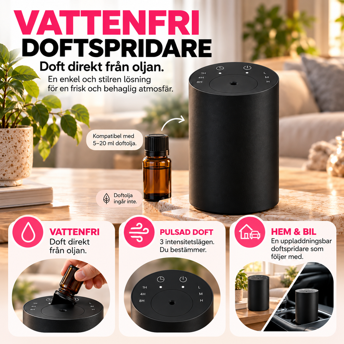 Doftpuls™ – Vattenfri doftspridare för hem & bil