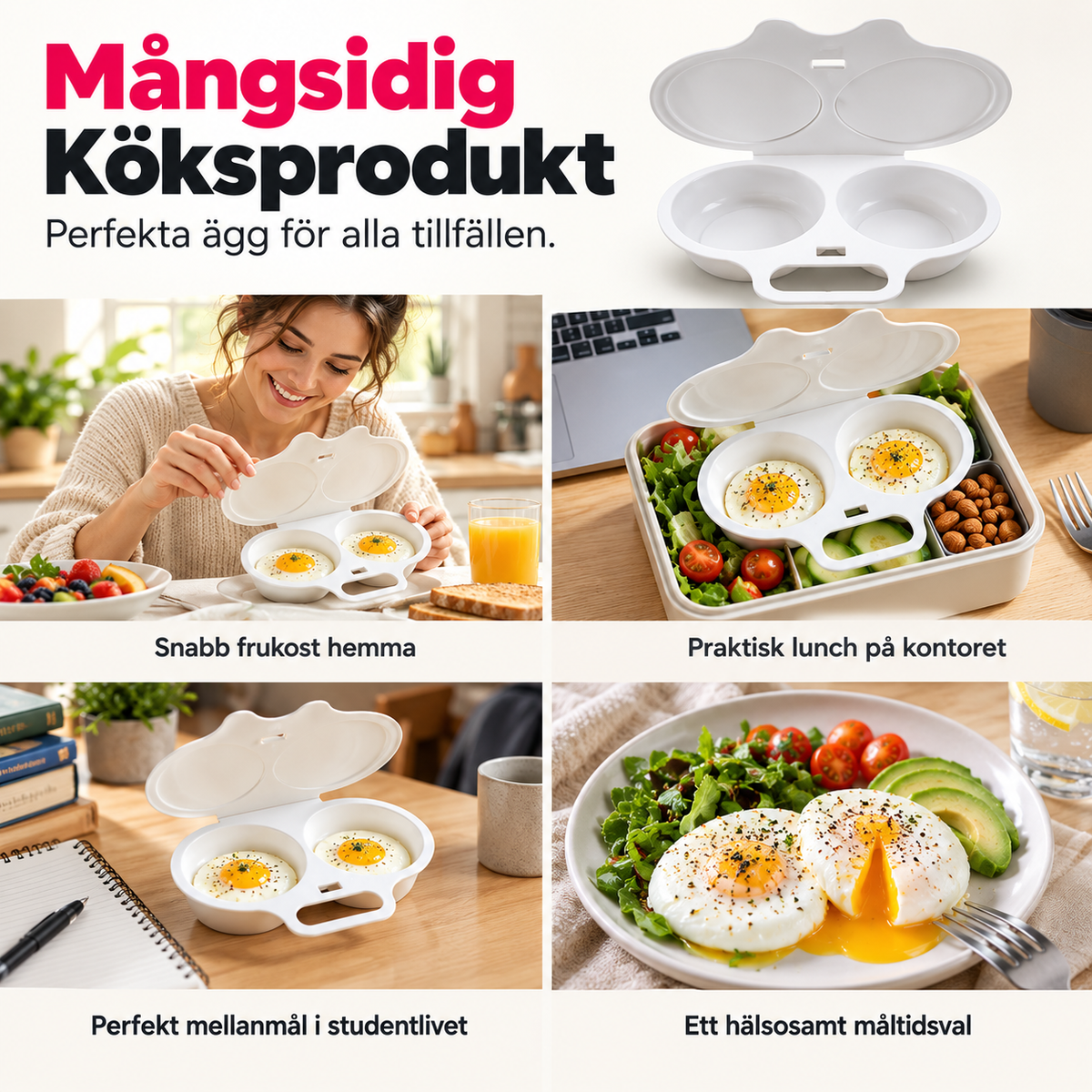 ÄggSnabb™ – Äggkokare för mikrovågsugn – Slipp stekpannan