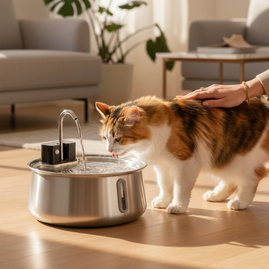 AquaPaw™ - Smart Vattenfontän i Rostfritt Stål för Husdjur