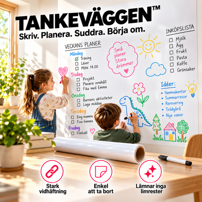 Tankeväggen™ – Självhäftande whiteboardfolie – mer plats för dina idéer