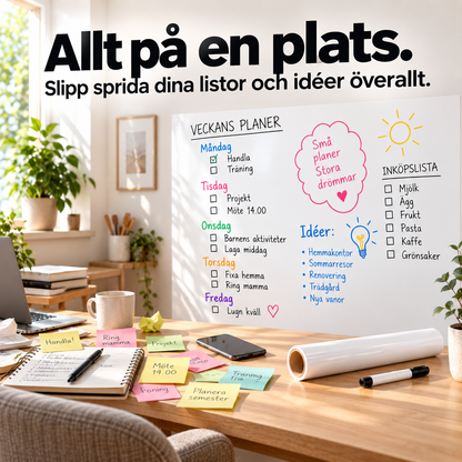 Tankeväggen™ – Självhäftande whiteboardfolie – mer plats för dina idéer