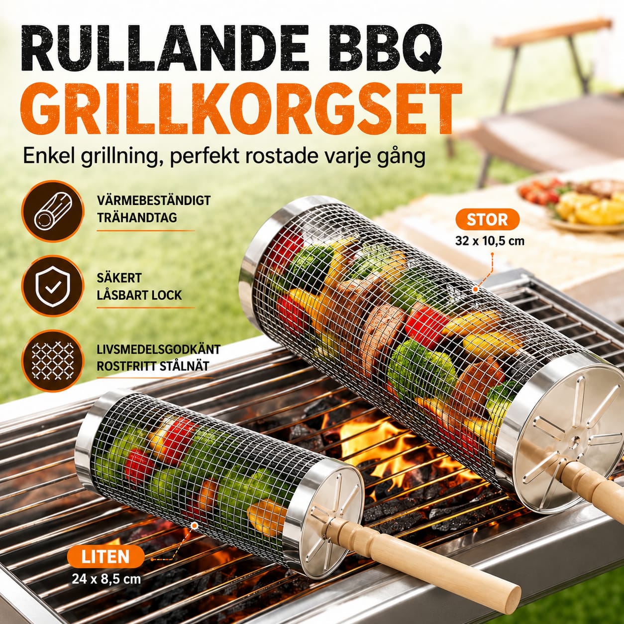 GrillSpin™ 360° roterande - Slipp vända varje grönsak för hand