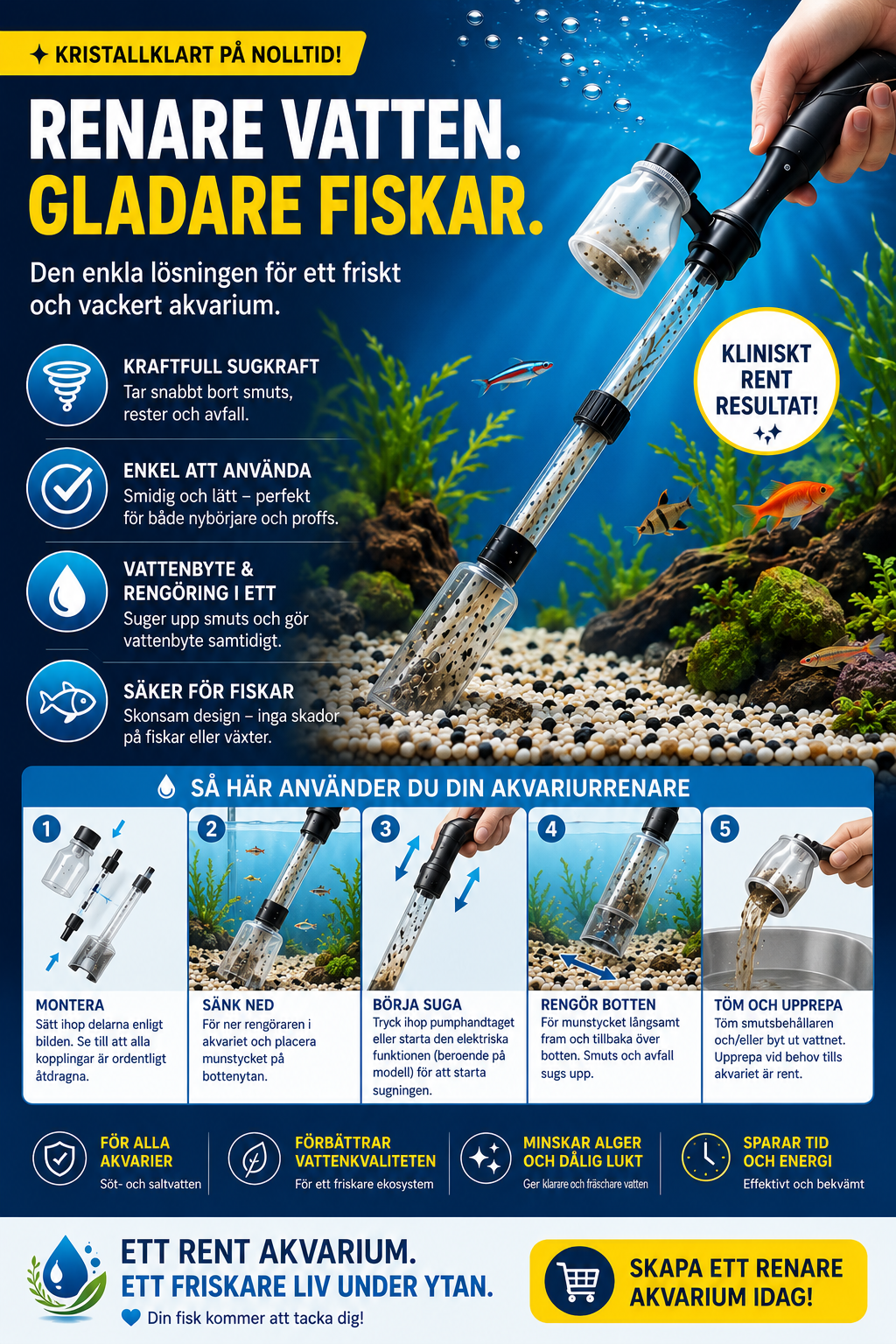 AquaClean™ – Kristallklart vatten. Enklare akvarievård