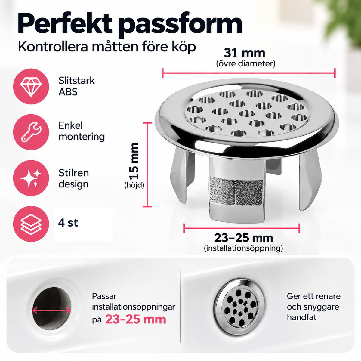 Överfyllnadsringar mått och passform 23–25 mm, 4 st